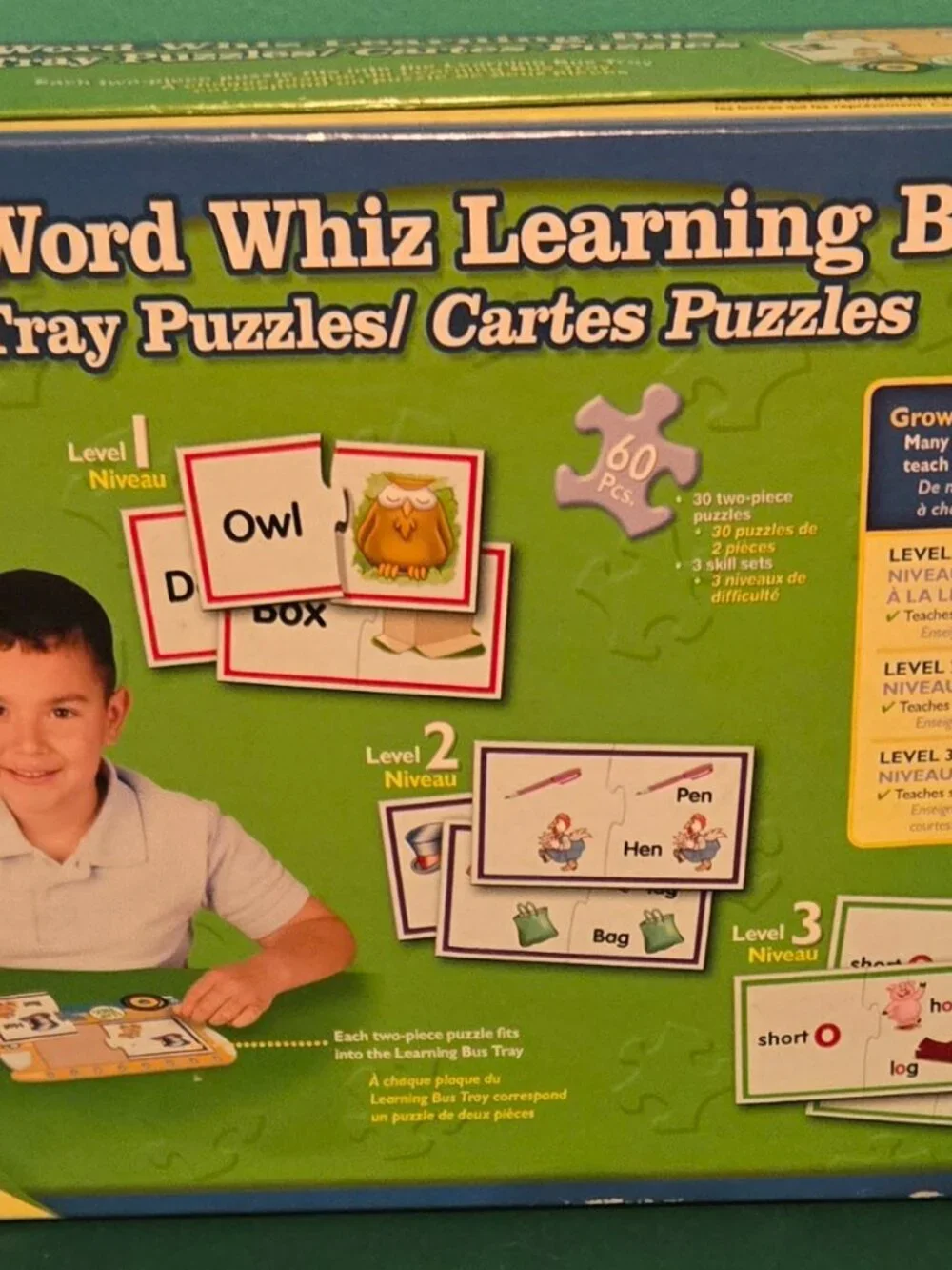Leapfrog Language Whiz Learning Bus Tray Puzzles Alphabet & Word Game Complete
